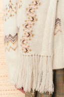 Audrey Fair Isle Fringed Hooded Scarf in Wool Blend