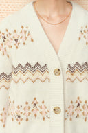 Audrey Fair Isle Knit Cardigan in Wool Blend