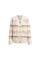 Audrey Fair Isle Knit Cardigan in Wool Blend