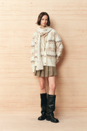 Audrey Fair Isle Knit Cardigan in Wool Blend