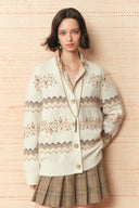 Audrey Fair Isle Knit Cardigan in Wool Blend