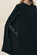 Audrey Pearl-Embellished Cape Shirt Dress