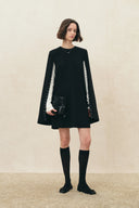Audrey Pearl-Embellished Cape Shirt Dress