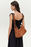 Aura Slouchy Medium Hobo Bag in Soft Velvety Suede