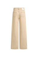 Women's khaki washed denim jeans with a high waist and wide straight legs