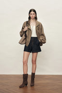 Aurin Bubble Hem Jacket in Satin Acetate