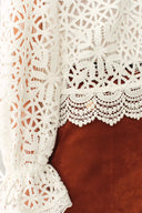 Amara Openwork V neck Cardigan in Cotton Yarn