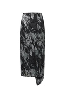 Zita Pleated Midi Skirt in Devoré Silk