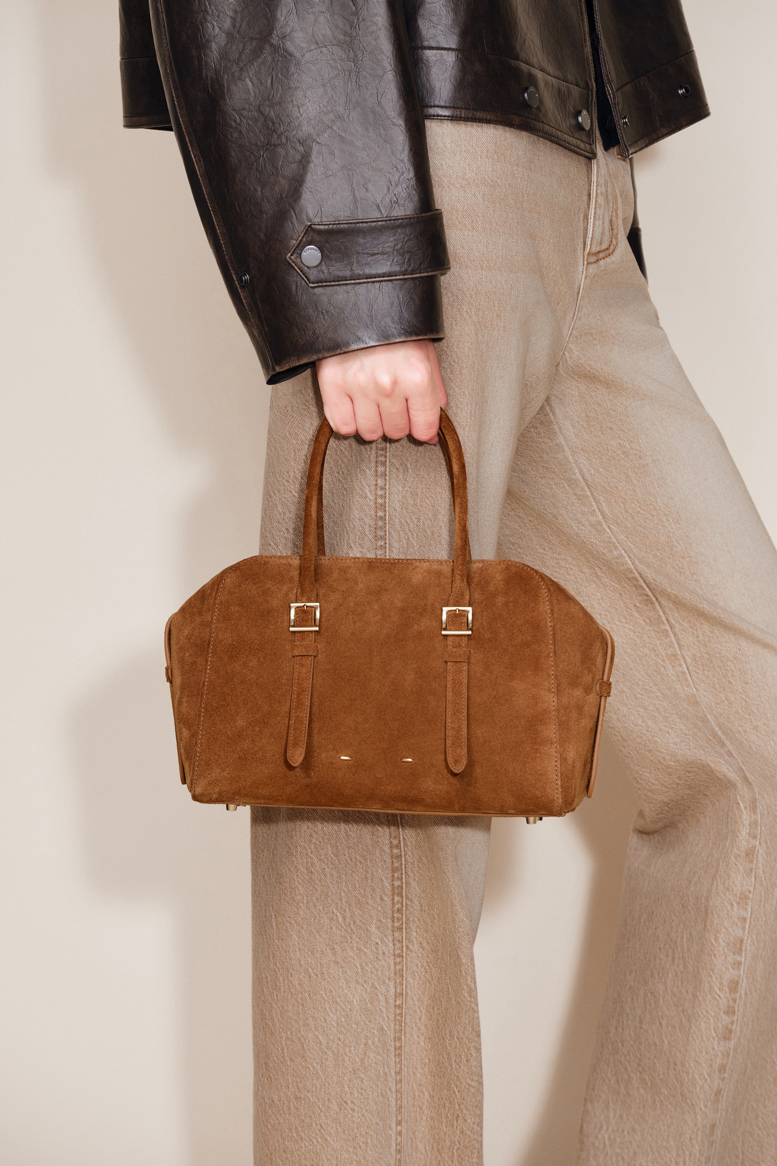 Monti Small Boston Bag in Suede – fbrq.com
