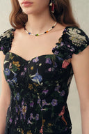 Top tipo camisolín con estampado de granada Sirena, fruncido, con copas incorporadas en mezcla de seda y algodón