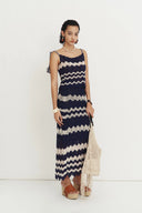 Cecilia Handcrafted Contrasting Crochet Skirt in Cotton-Linen Blend