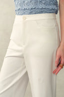 Kyra Embroidery Cropped Pants in Stretchy Cotton Blend