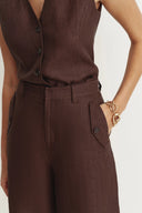Victoria Bermuda-Shorts aus Leinen Fischgrätmuster