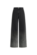 Jeans de pierna ancha Elara Ombré con pedrería en denim de algodón