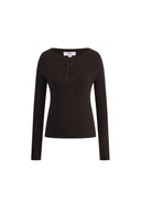 Top aderente Eden con fiocco grigio in lana merino con maglia elasticizzata