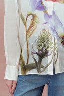 Brielle Oversized Flora Shirt in Silk-Linen Georgette