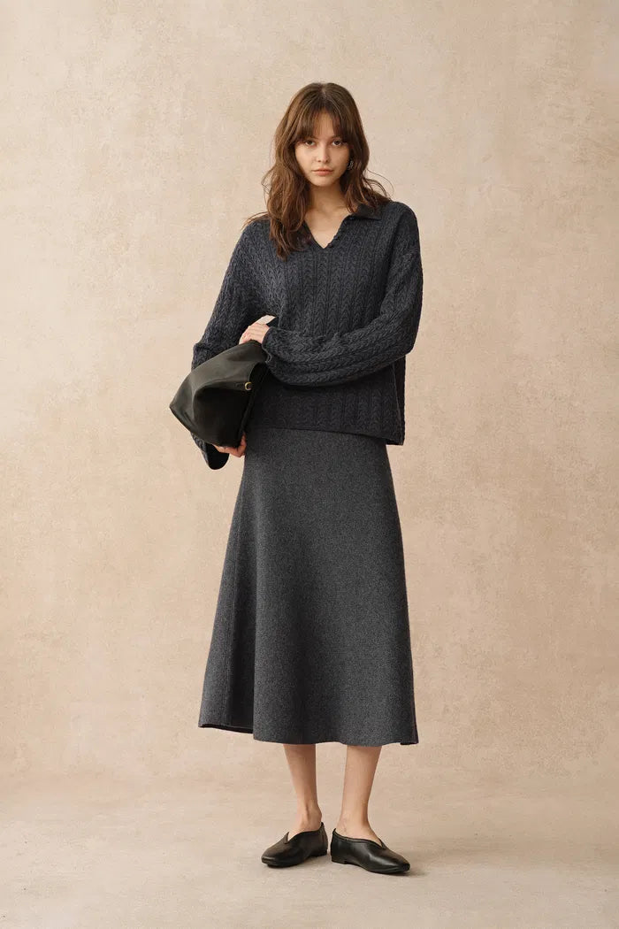 Miko Chunky Sweater in Merino Wool Cable Knit