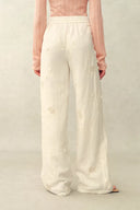 Doris Lily-of-the-Valley Lace Sleeveless Top and Pants Matching Set in Silk Linen Blend