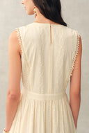 Luna Eyelet Lace Embroidered Sleeveless Dress in Cotton Jacquard