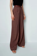 Pantalon Large à Taille Élastique Harper en Soie Mûrier Séchée