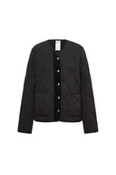 Olivia Black Cropped Lightweight Puffer Jacket in High-Density Water-Repellent Fabric