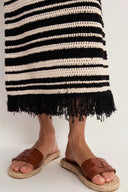 Vestido a rayas Kari con borlas hechas a mano en punto de algodón