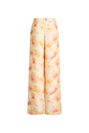 Bella Handpainted Floral Wide Leg Pants in Silk Double Crepe