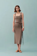 Hera Wide Sleeveless Strap Dress in Stretch Yarn Knit