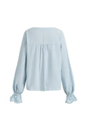 Janus Hemd mit Spitzenbesatz und V-Ausschnitt aus Crinkle-Baumwolle