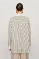 Nao Striped Relaxed Long Sleeve Shirt in Cotton Blend Poplin