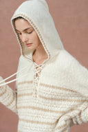 Clara gestreifter Kapuzenpullover aus Woll-Alpaka-Mischung