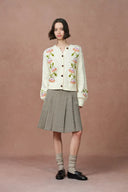 Saga Floral Cardigan in Merino Wool Knit