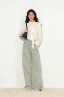 Hypatia Metallic Tupfen-Bluse mit Rüschen