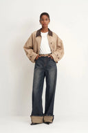 Paz Contrast Folded Cuff Washed Cuffed Jeans