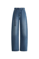 Jean dégradé texturé ceinturé Skylar en denim jacquard coton