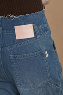Jean taille haute à ourlet effiloché Vega en denim de coton délavé