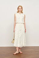 Vestido sin mangas con cordón Lunare de lunares en tela transparente arrugada