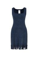 Robe à Ourlet Frangé Victoria en Tricot Mélangé Coton