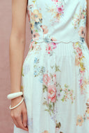 Vestido con Tirantes y Bordado Xena Watercolor Flora en Seda-Lino