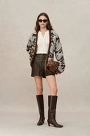 Cardigan jacquard léopard Fera en maille mélange mohair d’agneau et laine