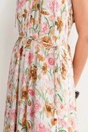 Alice Halter Neck Flora Maxi Dress in Pleated Silk Blend