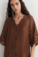 Sienna Embroidered Robe Dress in Linen Blend