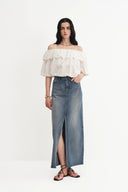 Denim Skirt in Cotton Denim