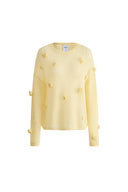 Sally Hand Crochet 3D Floral Camellia Sweater in Mohair Blend