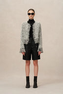 Sara Fringe Knit Jacket in Multi-Yarn Blend