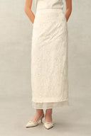 Grace Beaded Sequin Layered Skirt in Cotton Blend