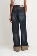 Paz Contrast Folded Cuff Washed Cuffed Jeans