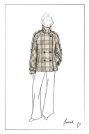 Fleur Textured Plaid Cropped Coat in Wool Blend