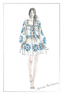 Maggie Embroidery Resort Wear Tie Front Sheer Shirt and Skirt Set in Cotton Jacquard