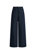 Jeans de pierna recta Brielle en mezclilla con mezcla de lino